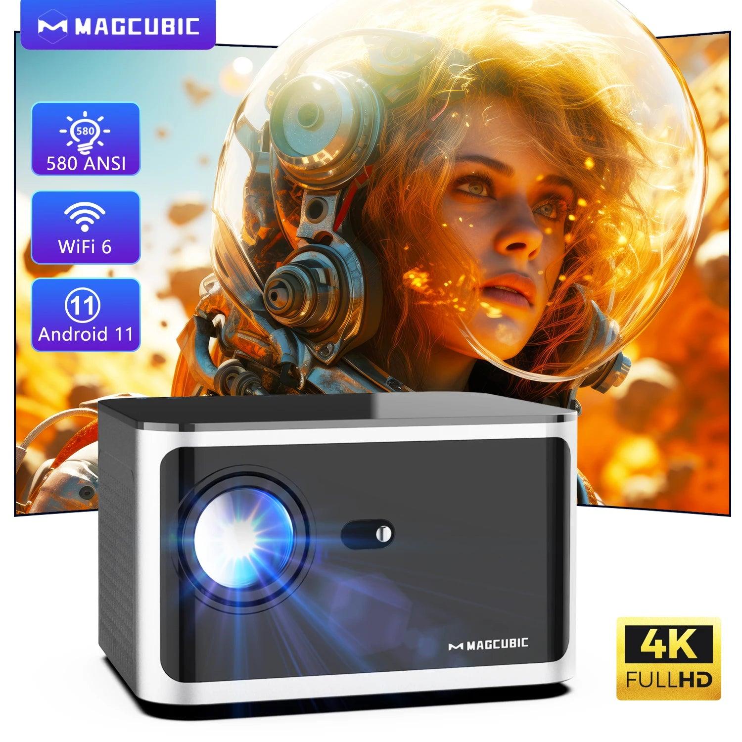 Magcubic HY350 Pro 580ANSI Android 11 Projector 4K 1080P Wifi6 Voice Control Allwinner H713 Electronic Focus BT 5.0 Home Cinema